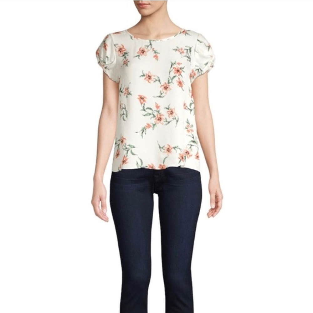 • Joie • Women’s Elline White Floral Silk Blouse White / Orange Small